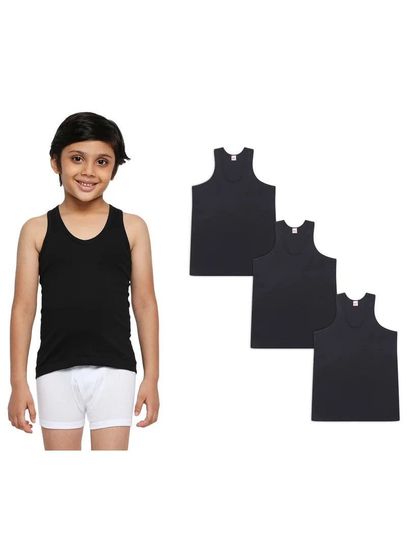 BYC BOY'S COTTON VEST (PACK OF 3) - BLACK